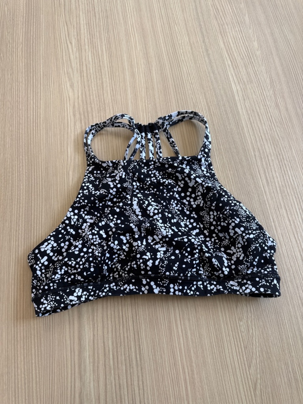 Black & White Splash Print High Neck Sports Bra